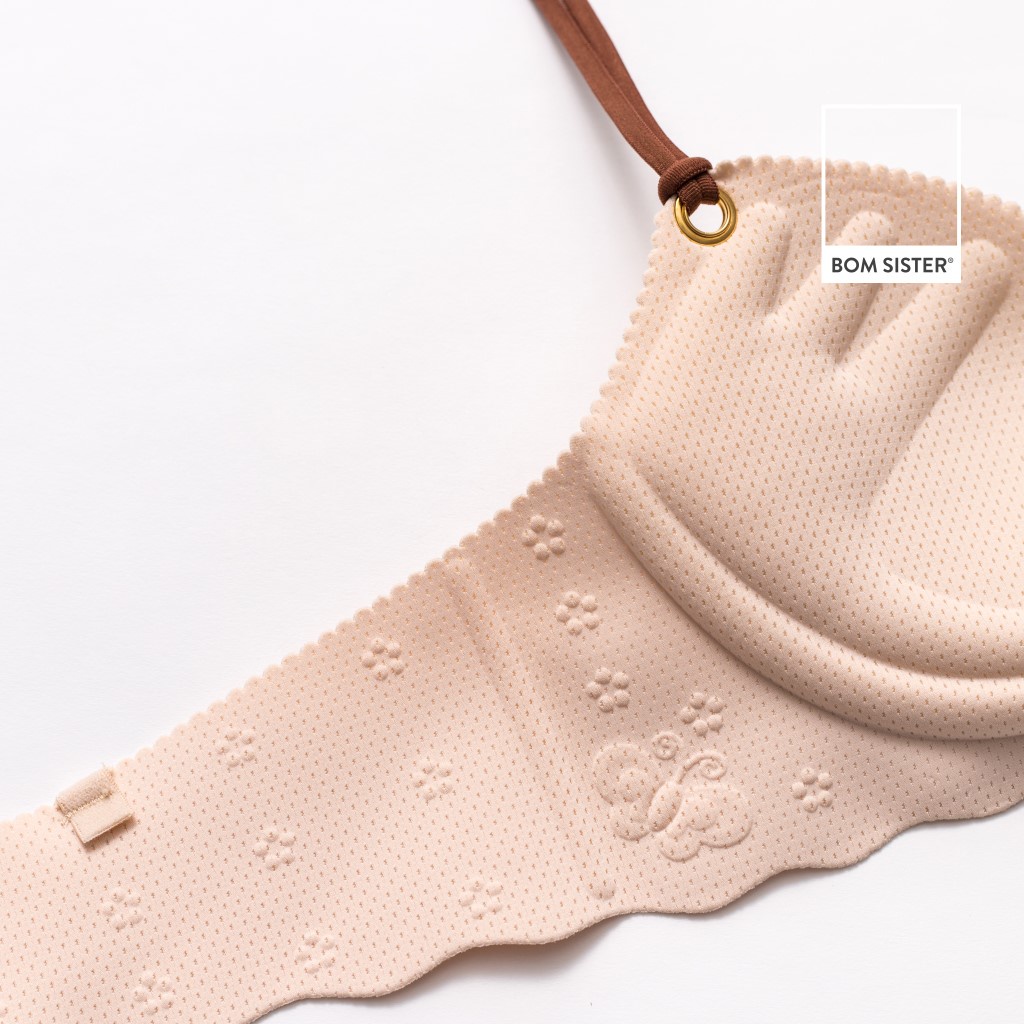 Áo lót mút mỏng không gọng dây vai đôi hoạ tiết caro kèm dây rút tạo khe chữ V BOM SISTER A2450 | BigBuy360 - bigbuy360.vn