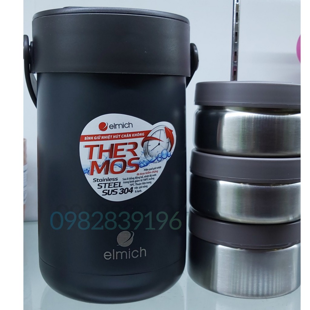 BÌNH ĐỰNG THỨC ĂN GIỮ NHIỆT ELMICH 3129 1500ML, giữ nhiệt 9h