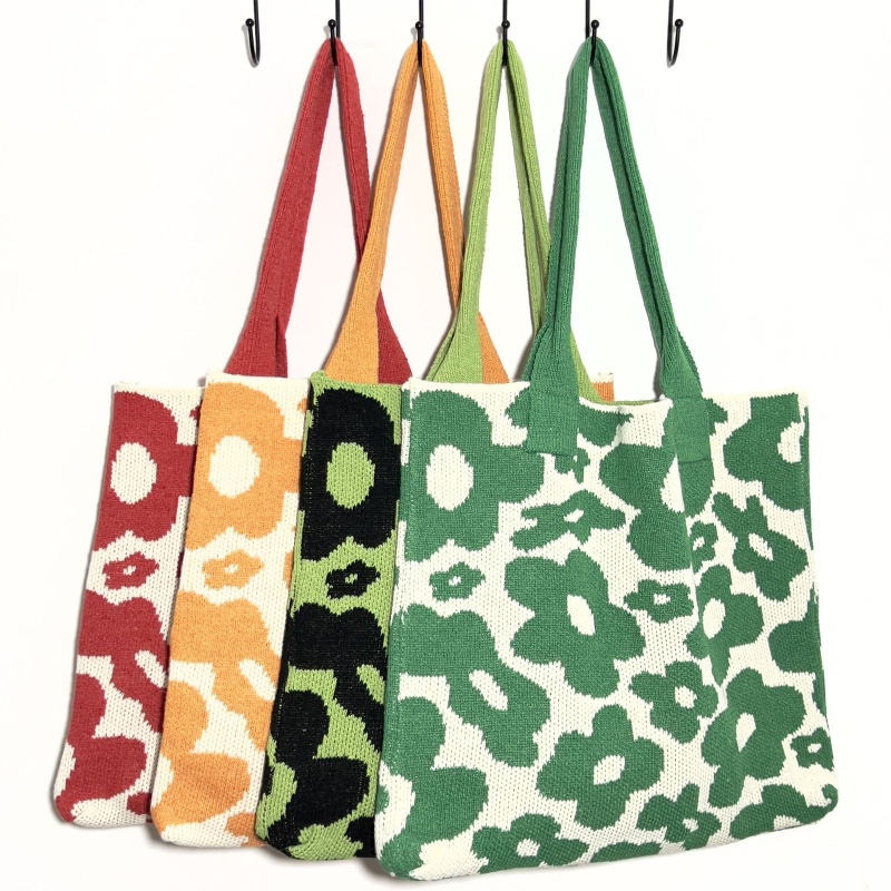 Túi Tote Đeo Vai Dệt Kim Đính Hoa Sức Chứa Lớn Thời Trang Đi Biển