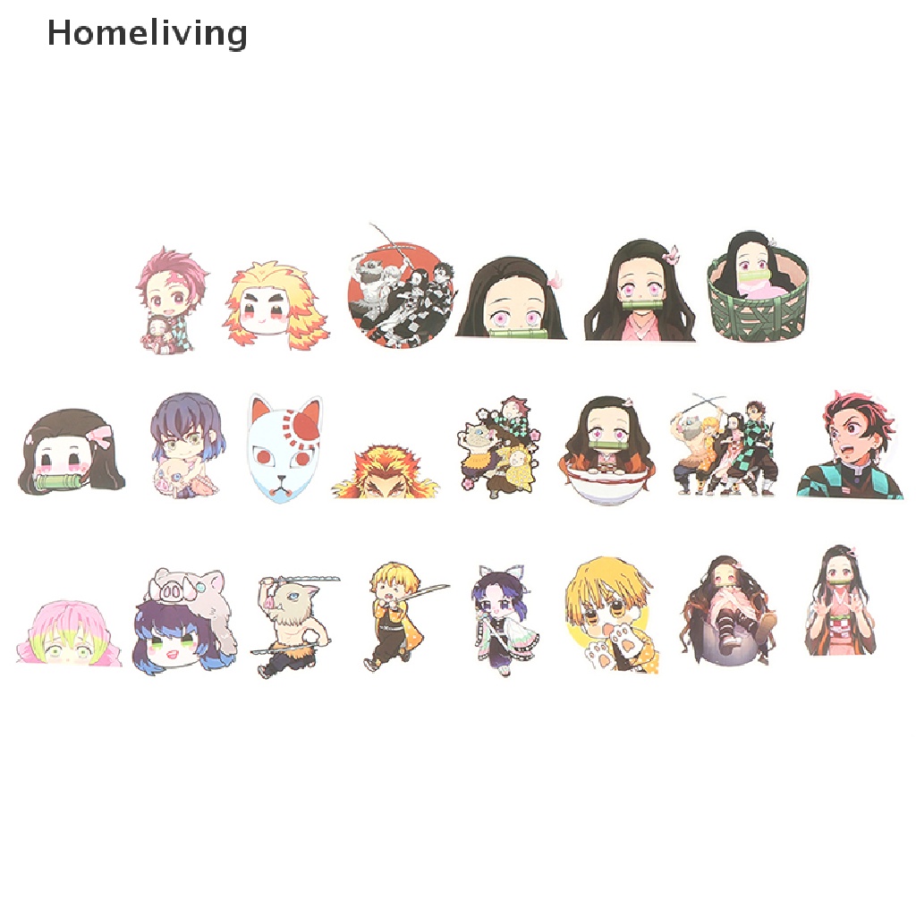 Bộ 50 Miếng Dán PVC Chống Thấm Nước Hình Anime Demon Slayer Trang Trí Vali Laptop Ván Trượt