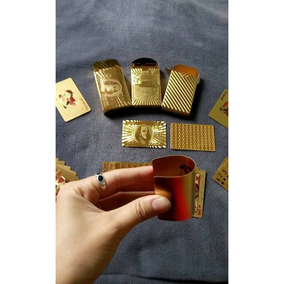 Bộ bài Tây mạ vàng cao cấp 24k chống thấm nước. Tú lơ khơ