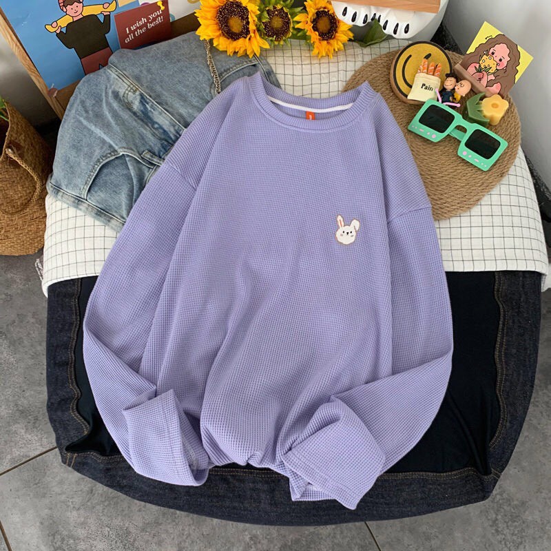 Áo Sweater Nam Nữ Unisex Form Suông Rộng Chất Nổi Trơn, Áo Len Mỏng In Hình Kute Phong cách Ullzang Hàn Quốc