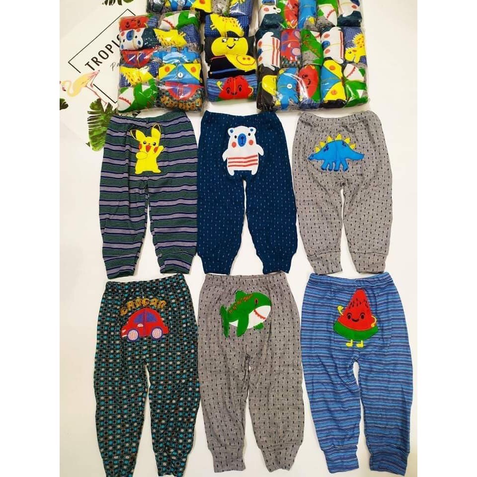 Quần Dài Mông Thú Hình Thêu Nổi Chất Cotton Mềm Đẹp Cho Bé - Quần Dài Thu Đông Bé Trai Bé Gái