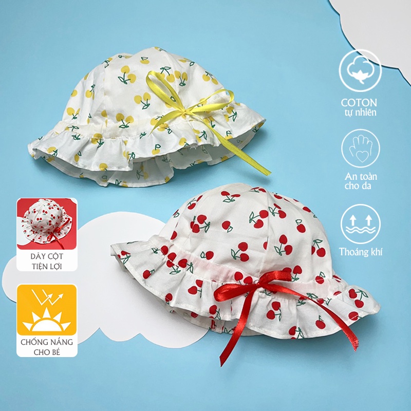 Mũ em bé gái sơ sinh thiết kế rộng vành mềm phong cách đáng yêu, chất cotton tự nhiên thoáng khí, mềm mát PocoHome