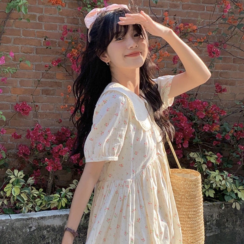 Đầm Hoa Cổ Búp Bê Dễ Thương Thời Trang Mùa Hè Cho Nữ
