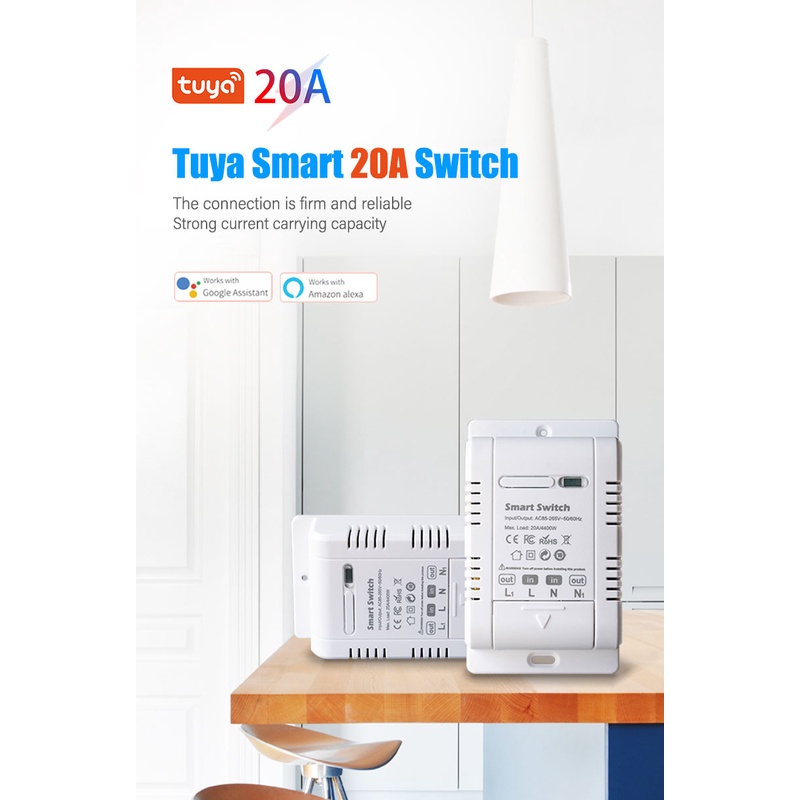 Tuya Smart Wif Hỗ Trợ Kết Nối Trực Tiếp Bluetooth Điện Thoại Di Động Công Tắc Điều Khiển Từ Xa Bằng Giọng Nói Điều Chỉnh Công Suất Cao 20a Truyền Qua Với Đo Sáng Okase