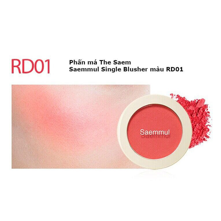 [Auth] Phấn má hồng siêu mịn The Saem Saemmul Single Blusher 5g - Màu PK01 và RD01