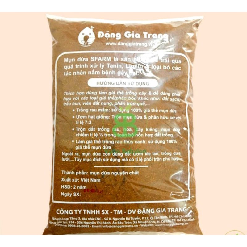 Sơ Dừa SFARM  Bao 20dm  Đã Qua Xử Lý Sạch Sẽ Trồng Rau Và Hoa