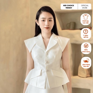 Áo blazer trắng chiết eo thiết kế her choice trendy