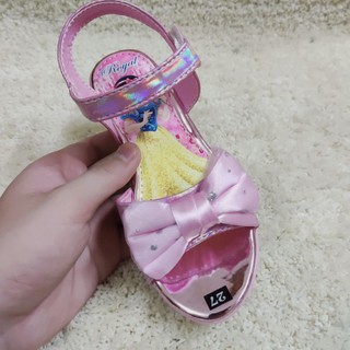 Sandals bé gái lọ lem quai ánh kim nơ lưới óng ánh