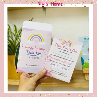 THIỆP THÔI NÔI - SINH NHẬT SIÊU DỄ THƯƠNG BÉ GÁI (RAINBOW) SỐ LƯỢNG > 50 THIỆP (giá 1 thiệp)