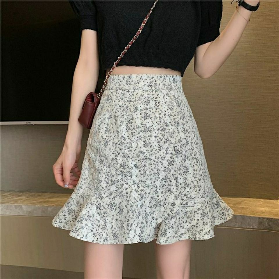 Chân Váy Chữ A Lưng Cao Hoạ Tiết Hoa Phong Cách Hàn Quốc váy chân váy chữ a váy chữ a chân váy chữ a