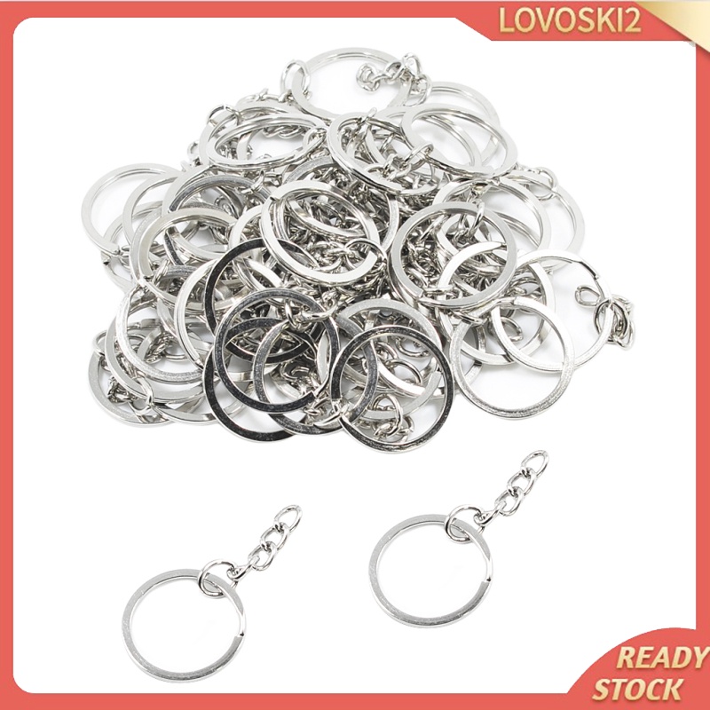 [LOVOSKI2]50Pc Split Key Rings with Chain Bulk for DIY Accessories Arts Crafts 25mm/1&quot;