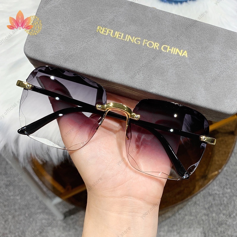 Kính Mát Vuông Không Viền Chống Tia UV400 JP5 Thời Trang Cho Nữ