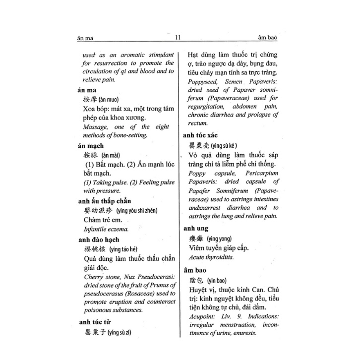 Sách - Từ Điển Đông Y (Hán - Việt - Anh)