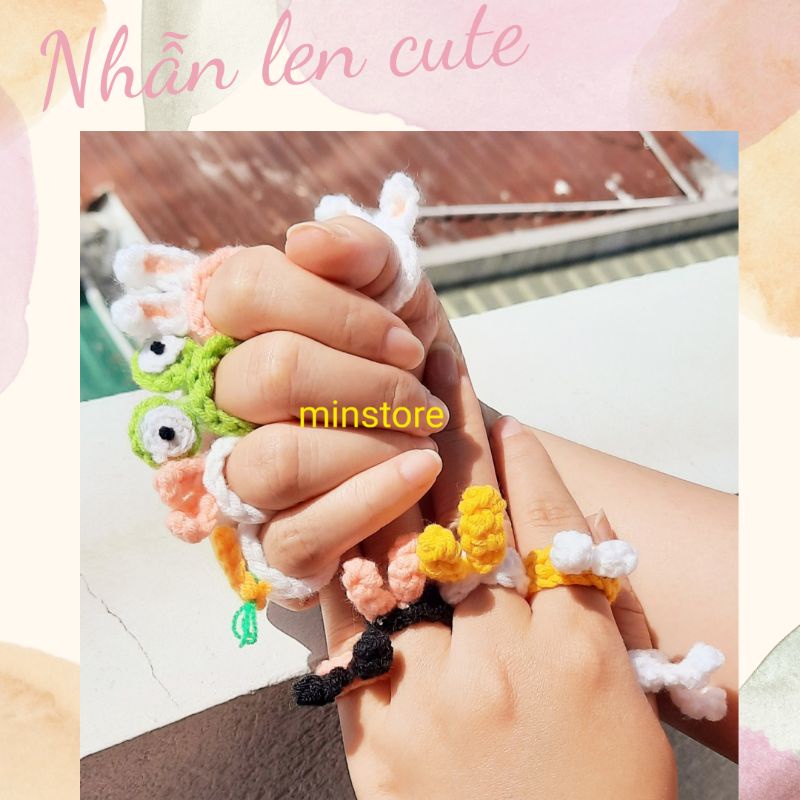Nhẫn len handmade dễ thương, nhẫn cặp, quà tặng