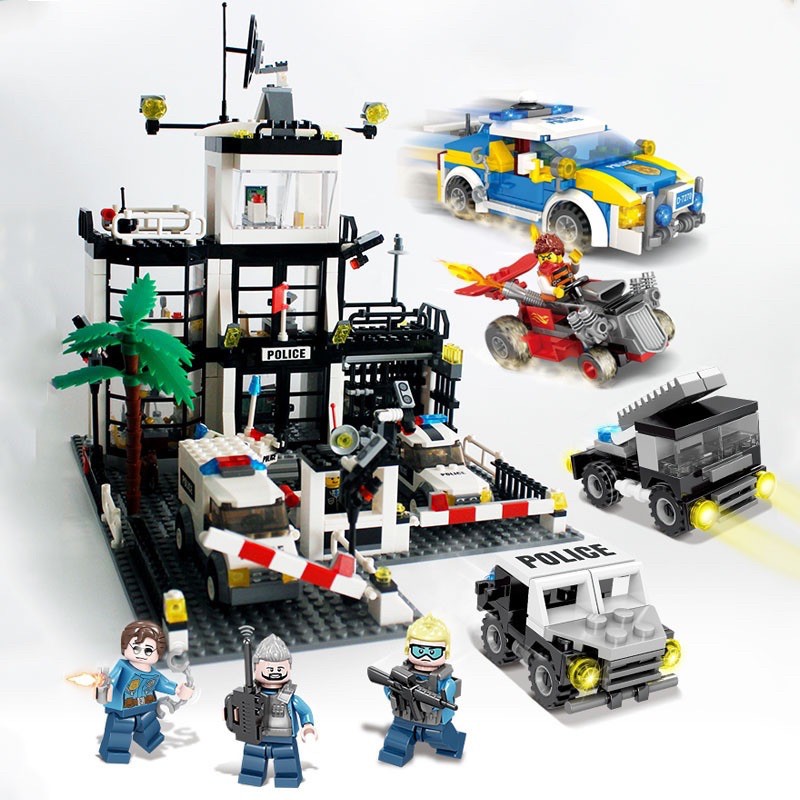 [ Hàng có sẵn ] Lego đồ chơi lắp ráp ngôi nhà, xe cảnh sát 631 miếng ghép -đồ chơi xếp hình