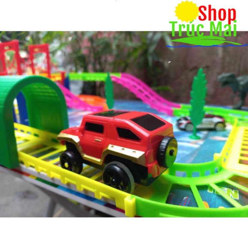 Đồ chơi trẻ em phát triển trí tuệ, lắp ghép đường ray ô tô, tàu hỏa nhiều chi tiết