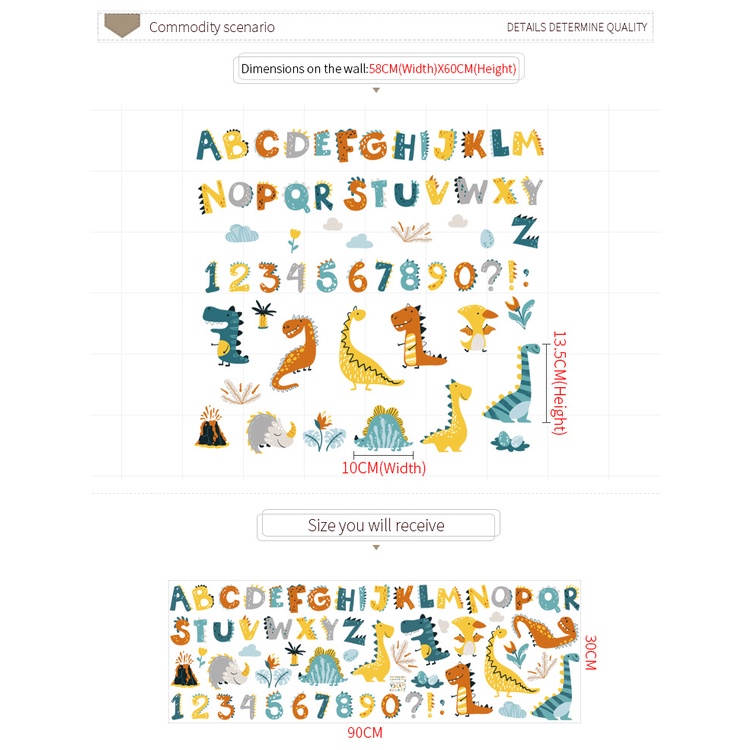 Decal dán tường tranh dán tường hoạt hình chữ số cho bé trang trí nhà cửa