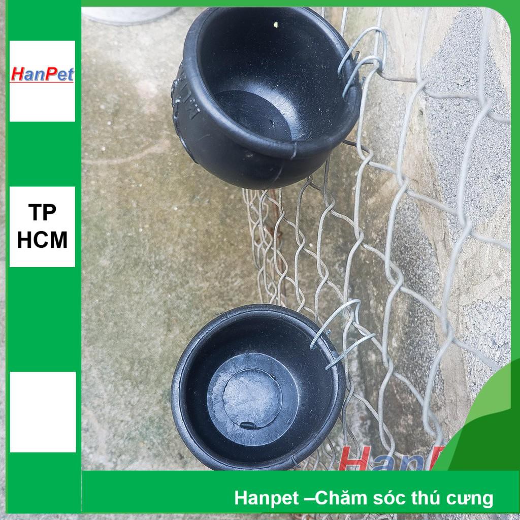 Cóng gà chọi bằng cao su siêu bền (hanpet cong040) máng ăn gia cầm hình tròn có móc treo chuồng - (12x10cm)- máng ăn uố