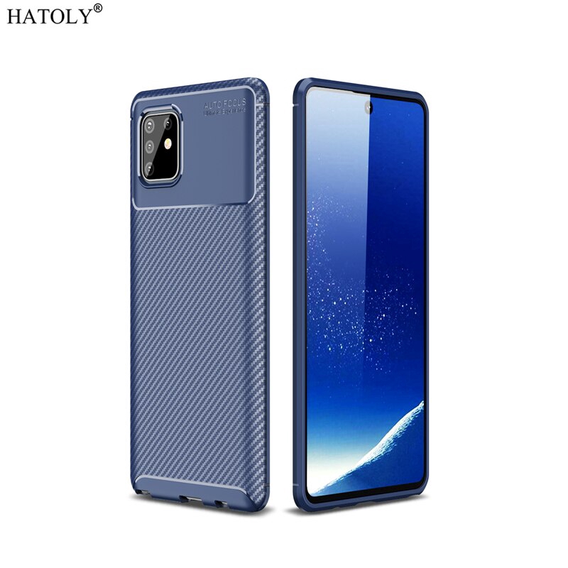 Ốp điện thoại silicon phối sợi carbon mềm viền chống đá cho Samsung Galaxy Note 10 Lite