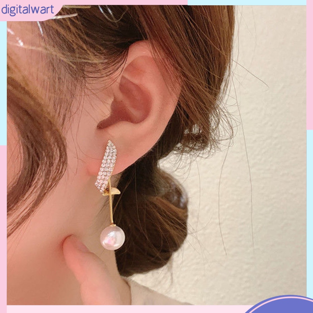 Đôi bông tai dáng rơi họa tiết hình học đính ngọc trai thời trang cho nữ