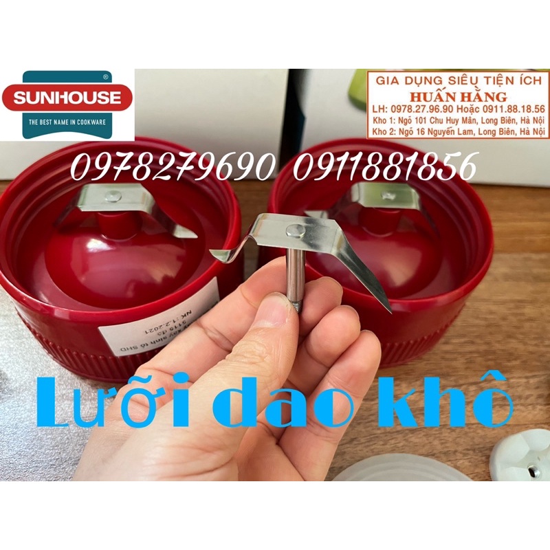 (LINH KIỆN CHÍNH HÃNG) BỘ CỐI XAY KHÔ MÁY XAY SUNHOUSE SHD5115 - Dao xay khô, Gioăng, Cối xay khô