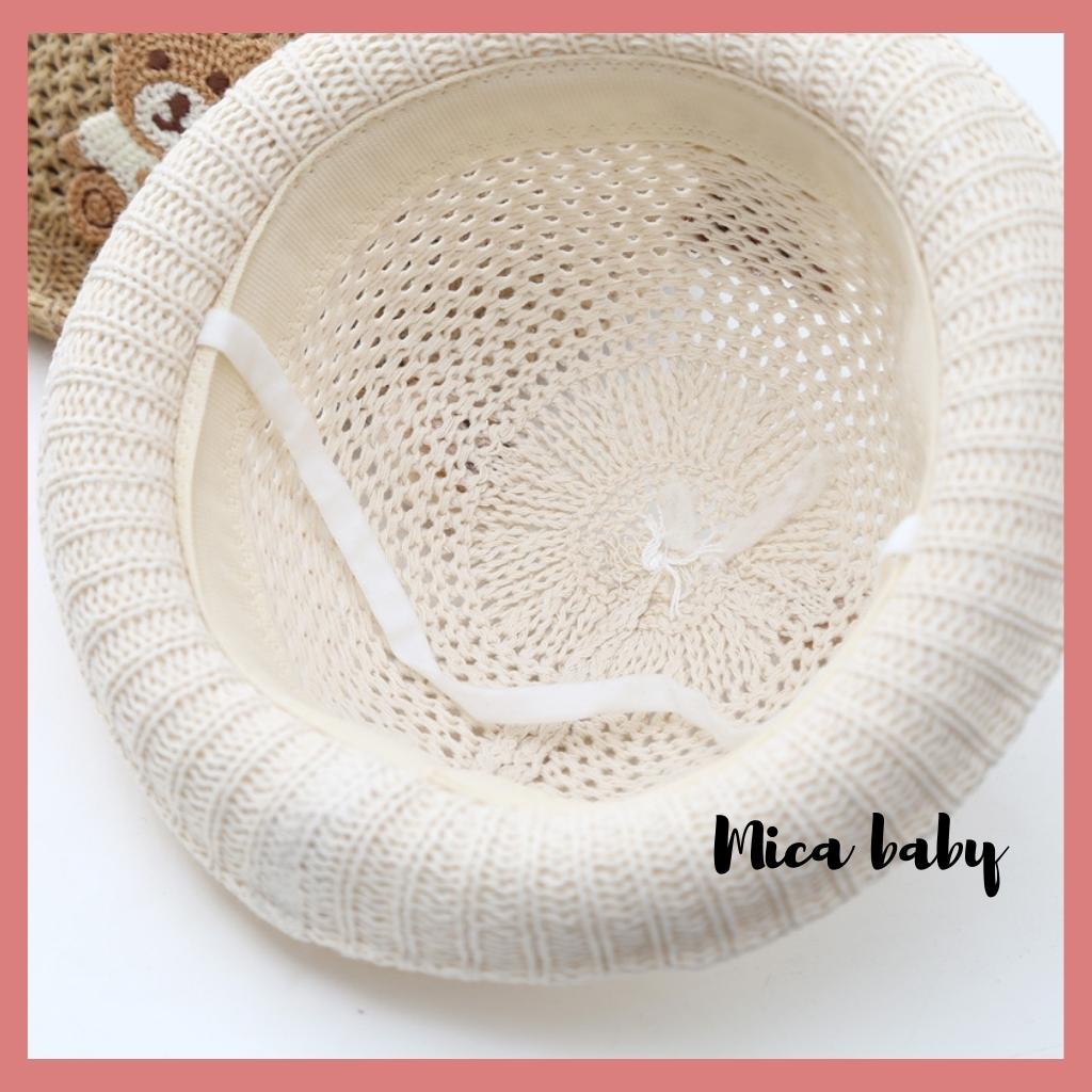 Mũ cói hè tai gấu thoáng khí dễ thương cho bé từ 6 tháng-2 tuổi Mica baby MH113