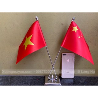 Cờ để bàn Việt Nam - Trung Quốc đế đôi inox