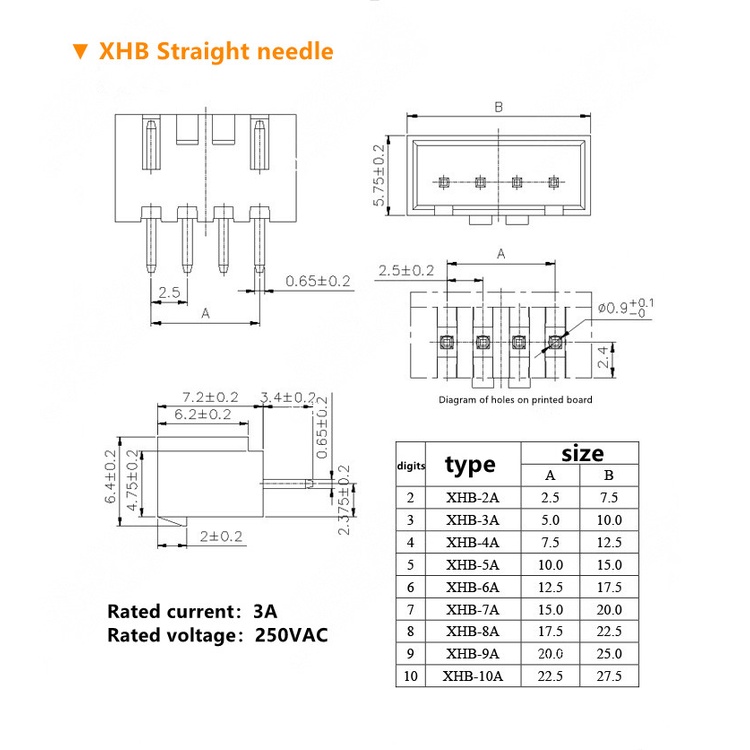 Set 10 Chốt Nhựa XHB2.54 2.54mm 2/3/4/5/6/7/8/9/10-14P Cho Bảng Mạch In PCB