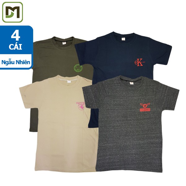 COMBO 4 áo thun nam mới chất cotton VNXK - Mix màu ngẫu nhiên size từ 50-75kg