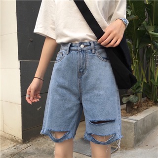 Quần jean ngố lửng ulzzang bigsize ( chất cotton )