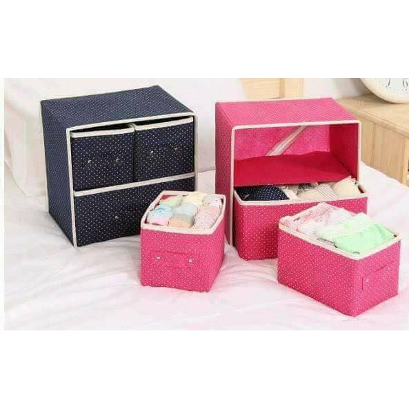 Tủ vải đựng đồ 2 tầng 3 ngăn