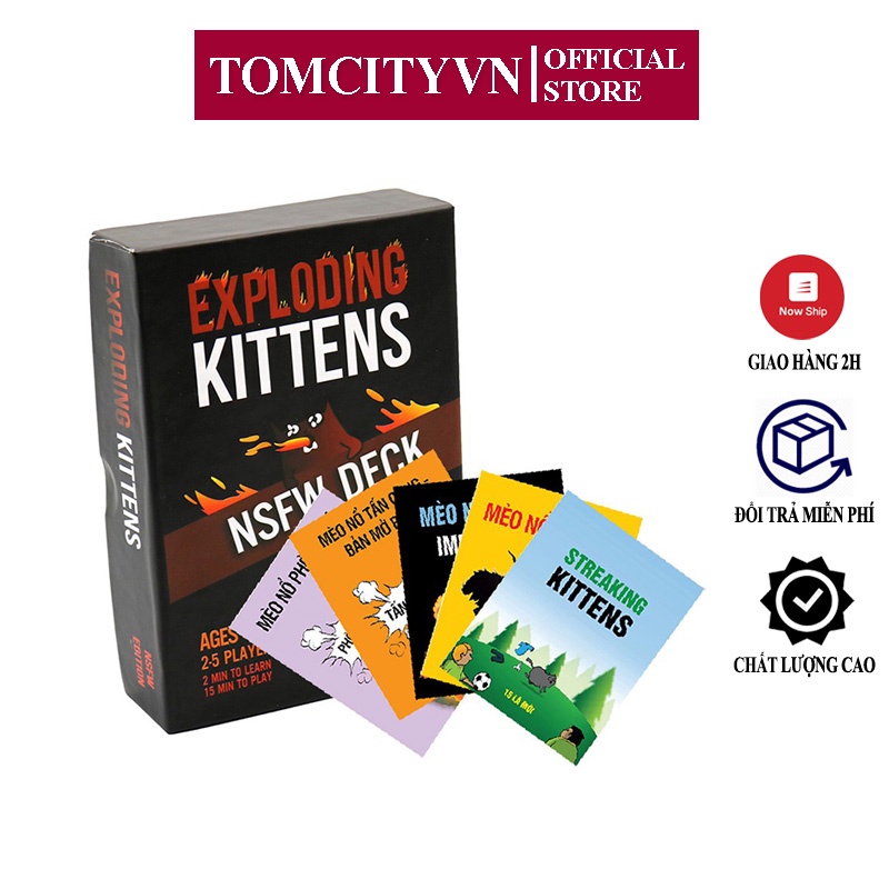 Mèo nổ nsfw và 5 bộ mèo nổ mở rộng, trọn bộ exploding kittens (18+) lên tới 134 lá bài