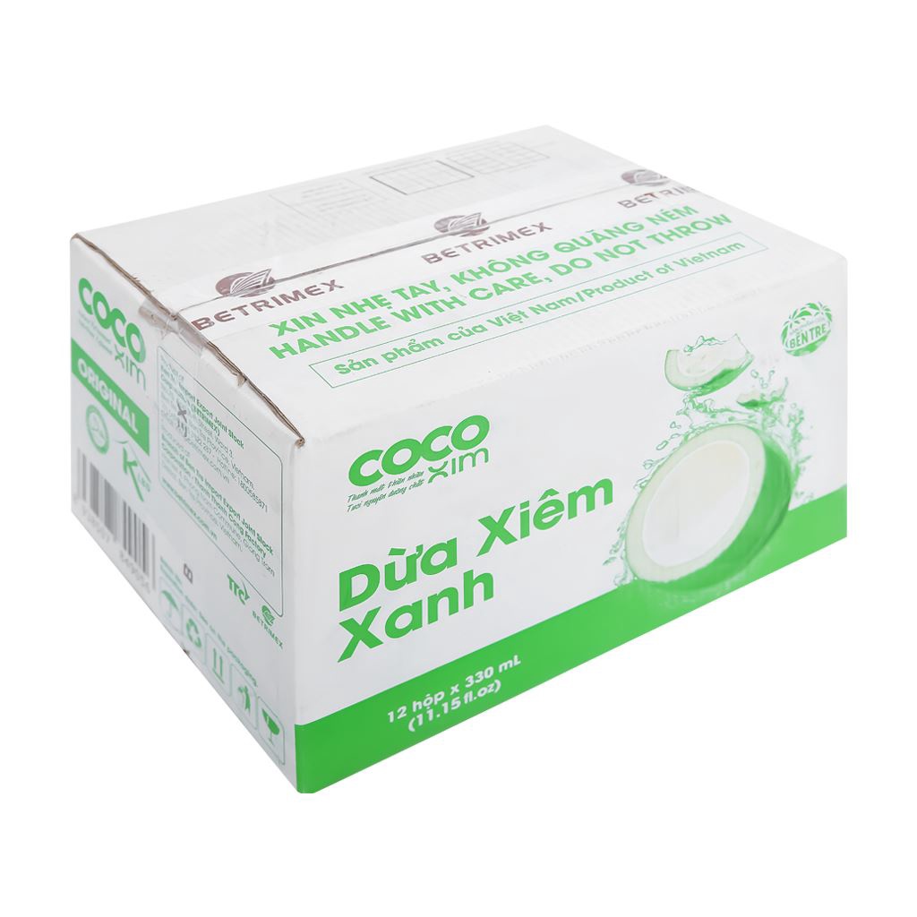 THÙNG 12 HỘP NƯỚC DỪA COCOXIM XIÊM XANH, XIÊM SEN
