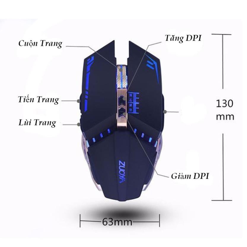 Freeship 50k Chuột chơi game Chuột ZUOYA 8 nút Smart Macro LED quang USB tặng lót chuột -dc2595
