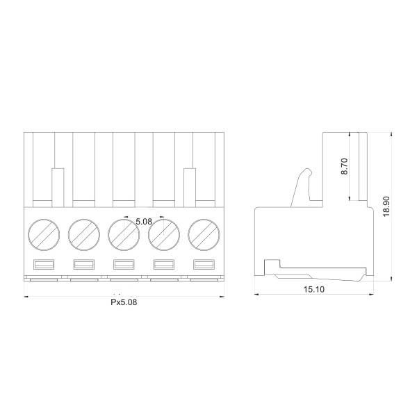 Cầu đấu 5.08mm đực cong cái cong EX2EDG 3P - túi 5 cái