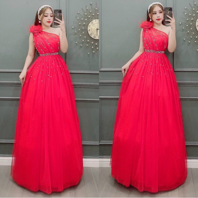 ĐẦM MAXI XOÈ HOA VAI KẾT CƯỜM