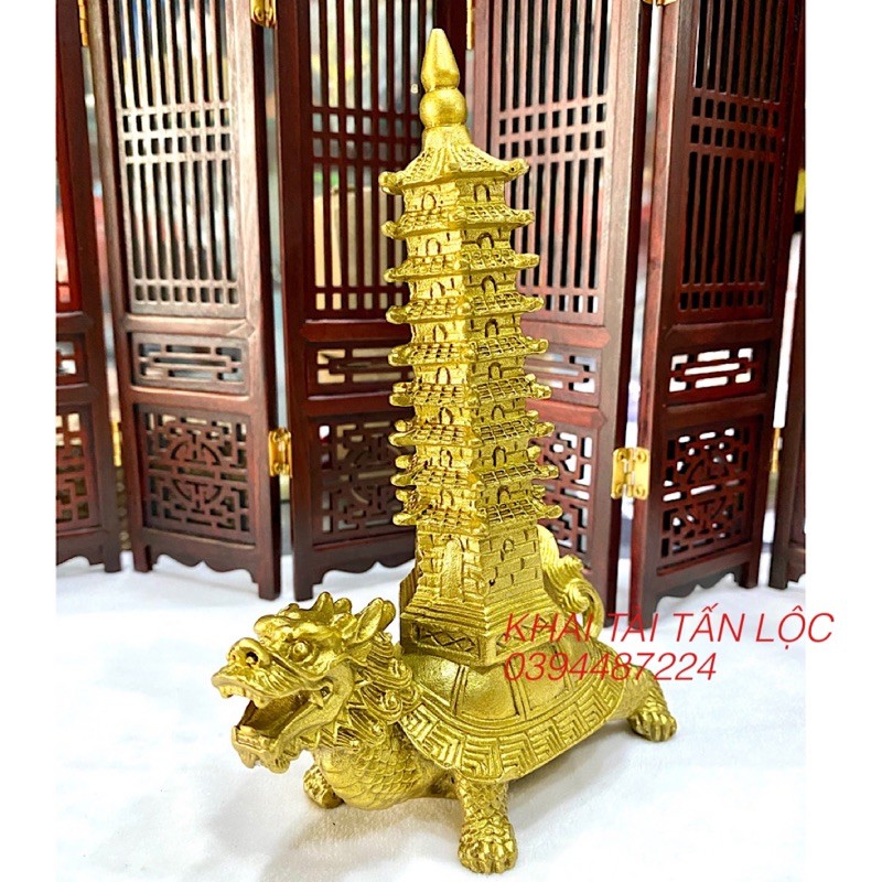 Tượng long quy cõng tháp Văn Xương bằng đồng cao 17cm