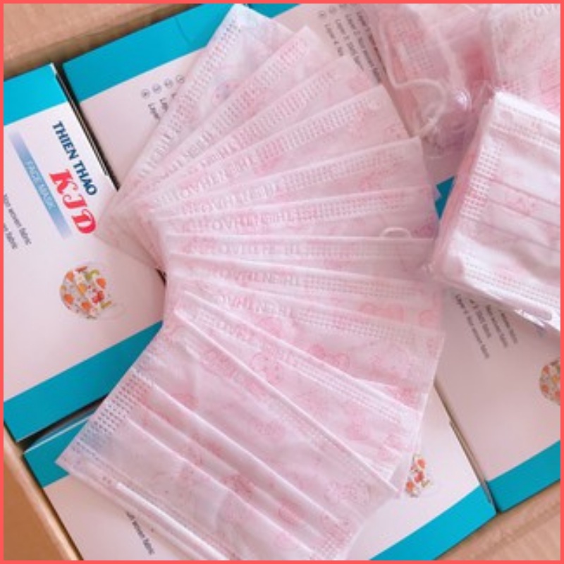 Khẩu trang y tế trẻ em 4 lớp Thiên Thảo hộp 50 cái, khẩu trang trẻ em cho bé trai và bé gái - Lala Mart