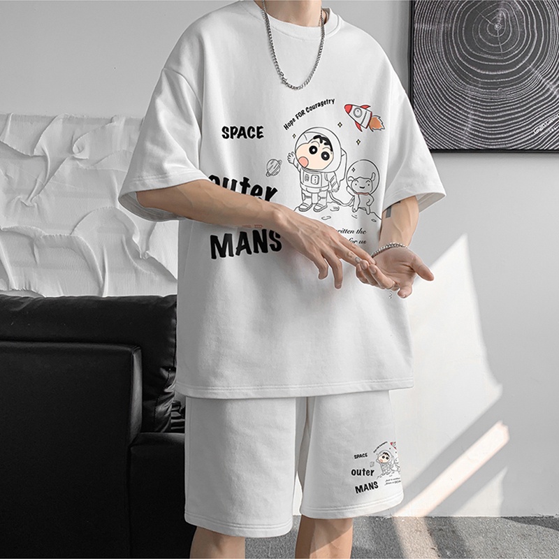 Bộ Đồ Nam Mùa Hè Unisex Cổ Tròn OUTER MANS Phối Quần Short In Họa Tiết Thời Trang Zenkonu QA NAM 117