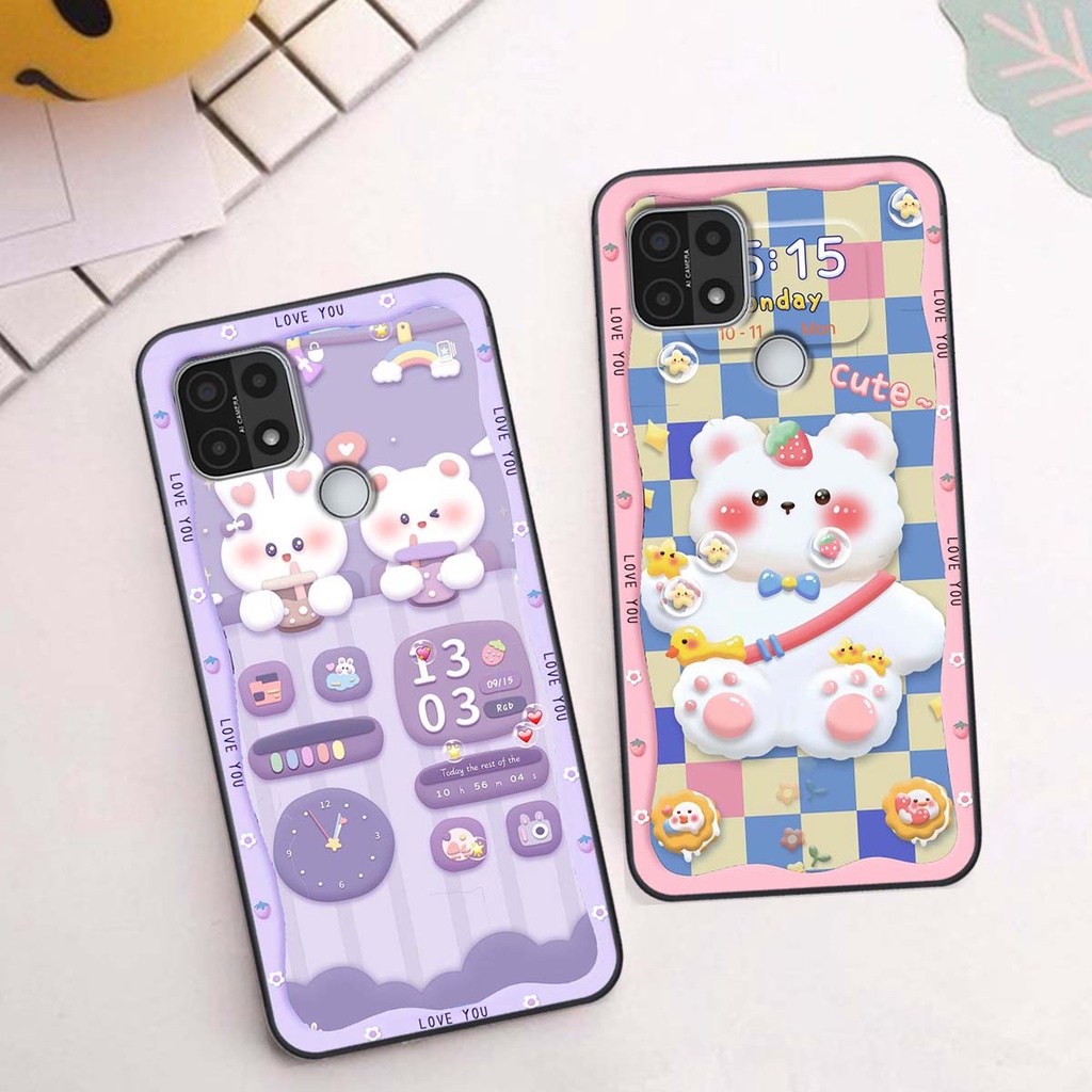 Ốp lưng Oppo A15 / A15s in hình gấu cute,bò sữa 3D cute dễ thương bảo vệ điện thoại.