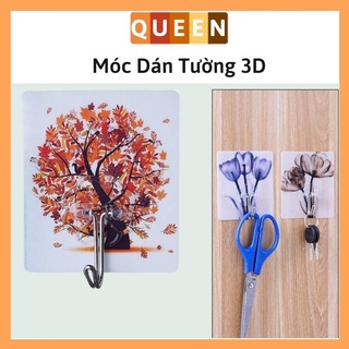 Móc dán tường 3d siêu dính treo đồ dễ thương , treo tường, dán tường bản to siêu chắc siêu bền QUEENHOUSE QH02