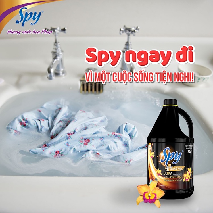 Nước giặt, Nước giặt xả SPY PLUS 2 mùi hương Tìm, vàng, lưu giữ hương thơm trong 5 ngày, diệt 99% vi khuẩn SP000071