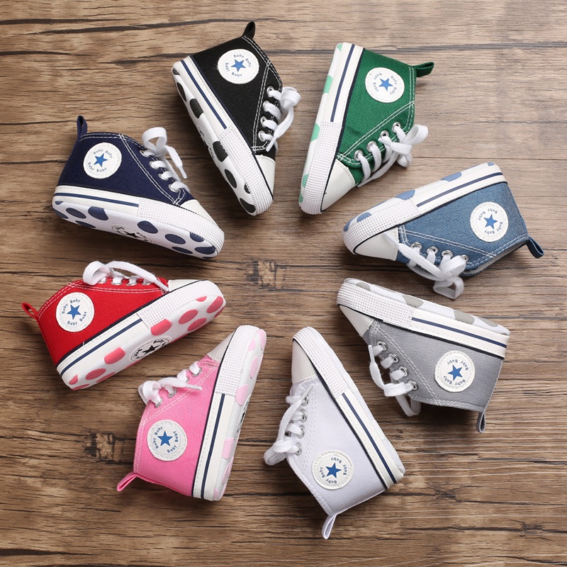 Giày Sneaker Vải Canvas Đế Mềm Chống Trượt Thời Trang Cho Bé Sơ Sinh 0-18 Tháng Tuổi