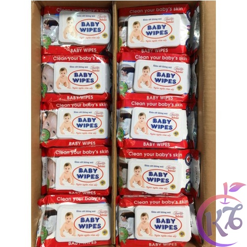 Combo 40 Khăn giấy ướt Baby wipes cao cấp bịch 80g an toàn dành cho bé ( LOẠI KHÔNG MÙI ) - Khăn giấy ướt không hương