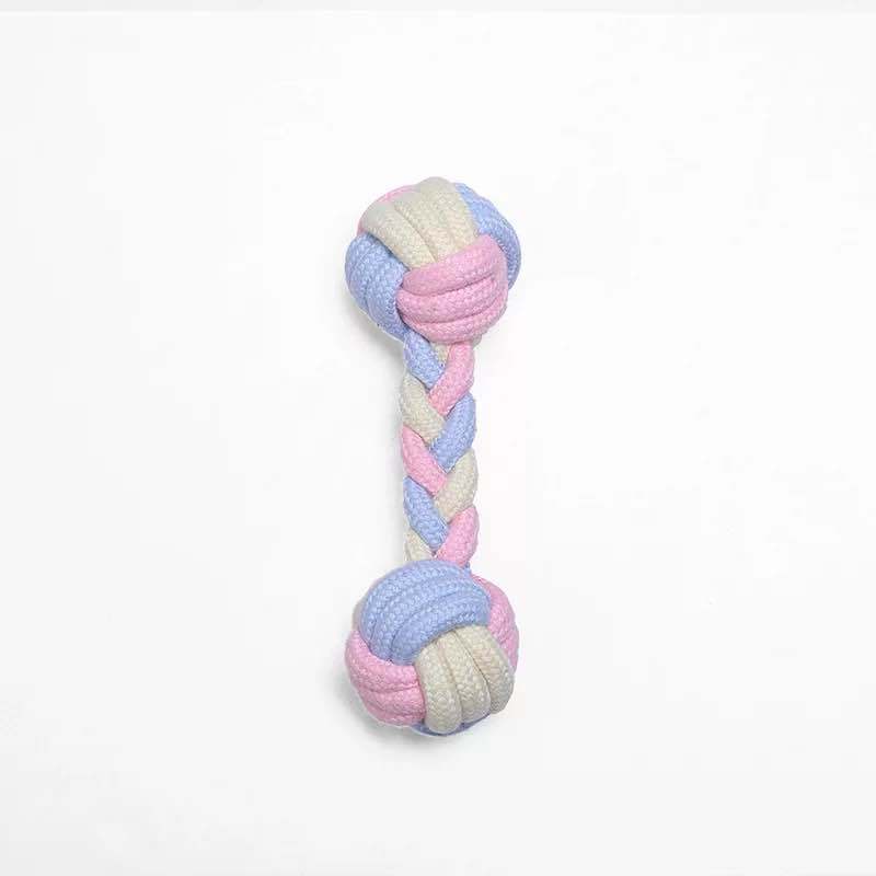 Dây thừng bóng bằng sợi cotton macaron bền làm đồ chơi tương tác cho cún cưng nhai gặm