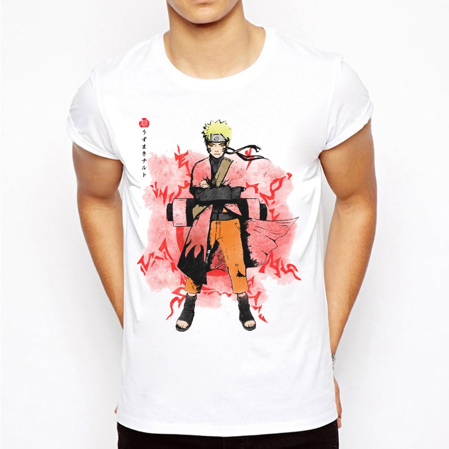 Áo thun Anime in hình Naruto Sasuke - Mẫu mới Cotton Thái M249