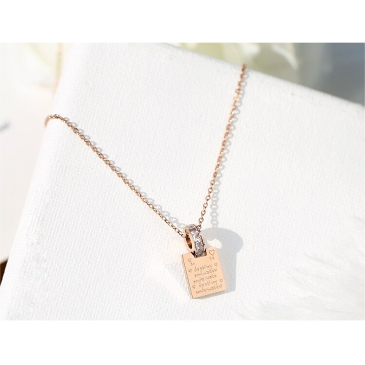 DÂY CHUYỀN TITAN VÒNG ĐÁ LỒNG THẺ HÌNH VUÔNG TN133 siêu đẹp, bền màu, chuẩn thời trang