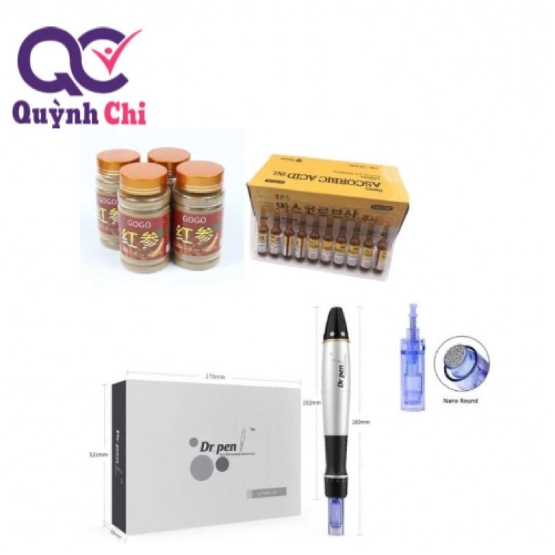 COMBO cấy hồng sâm: 1 máy drpen bạc, 1 hồng sâm gogo, 1 vỉ vtm C Hàn, 2 nano